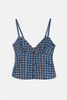 blue green and white plaid cami top