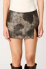 Printed moon scape faux leather skirt 