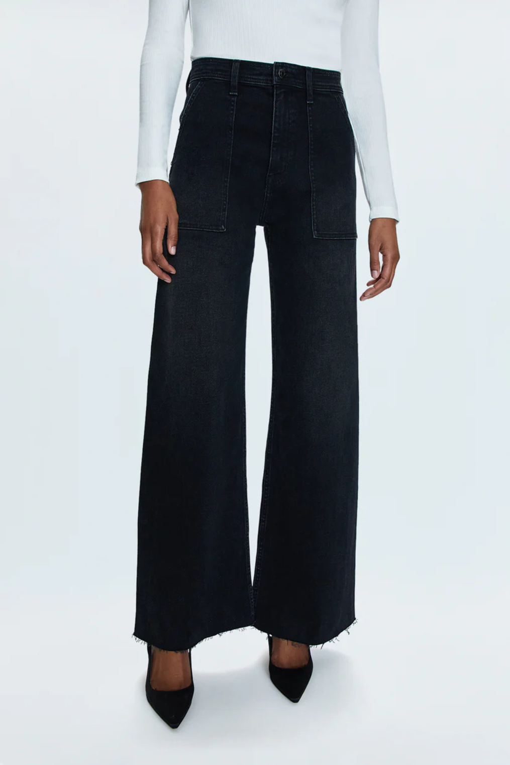 Washed black denim jeans womens