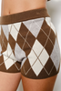brown, grey and cream argyle knit pull-on shorts set