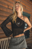 black knit mesh sheer one shoulder asymmetrical top