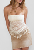 floral lace with fringe tube top