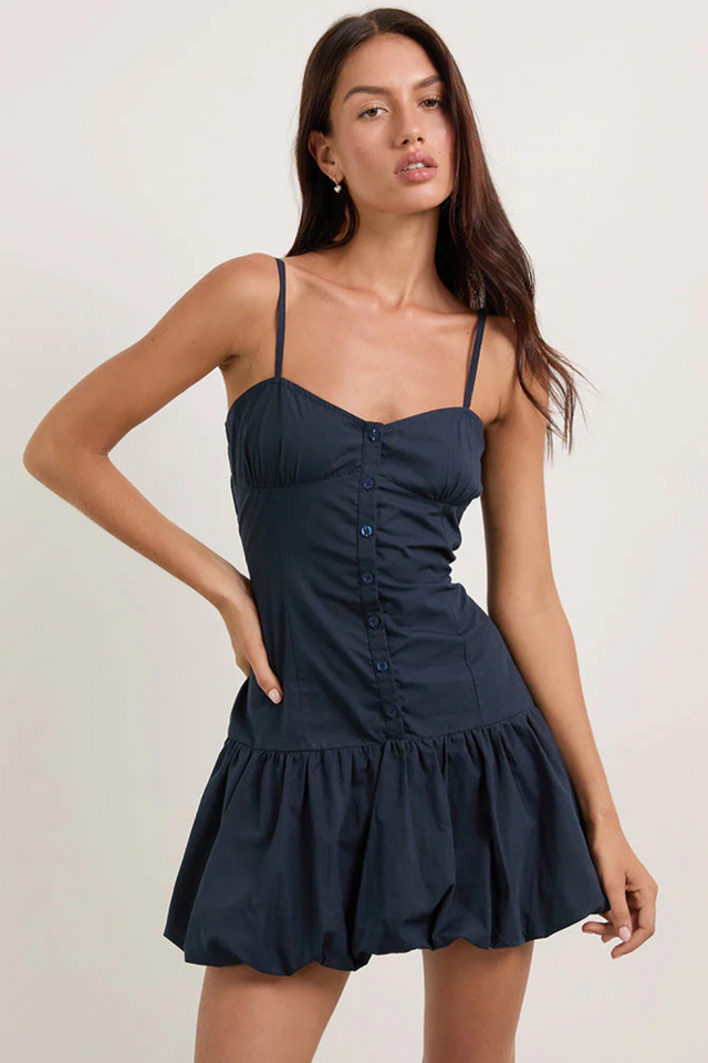 Dark navy blue puffball mini dress
