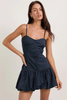 Dark navy blue puffball mini dress