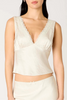 Pearl white satin lace trimmed tank top