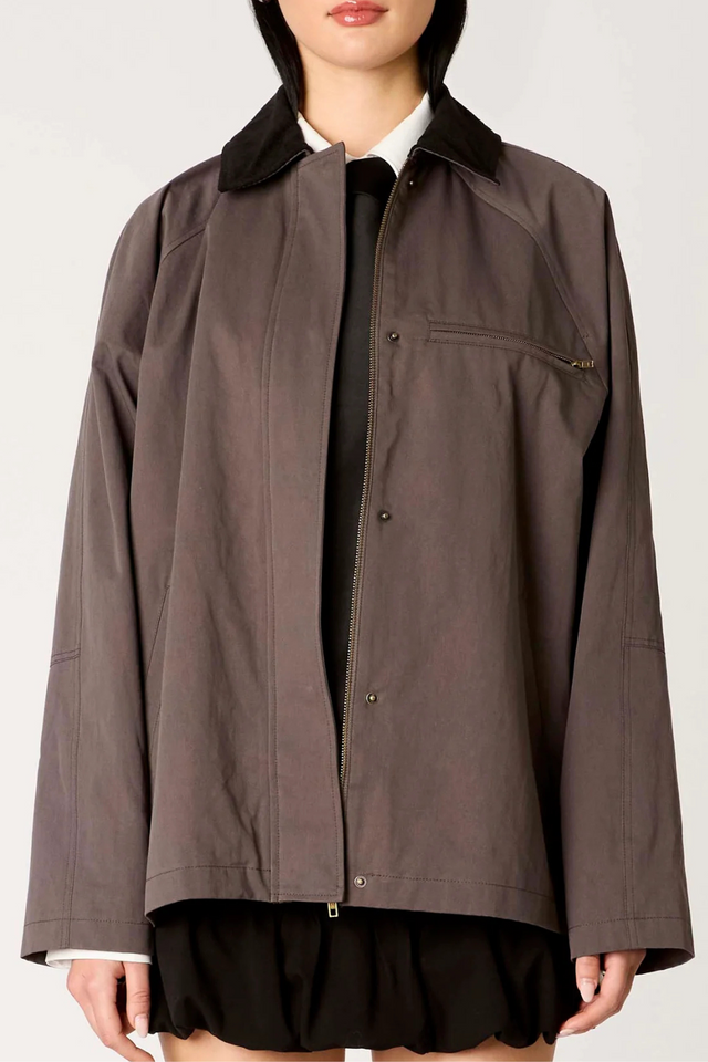 charcoal grey utility zipper jacket