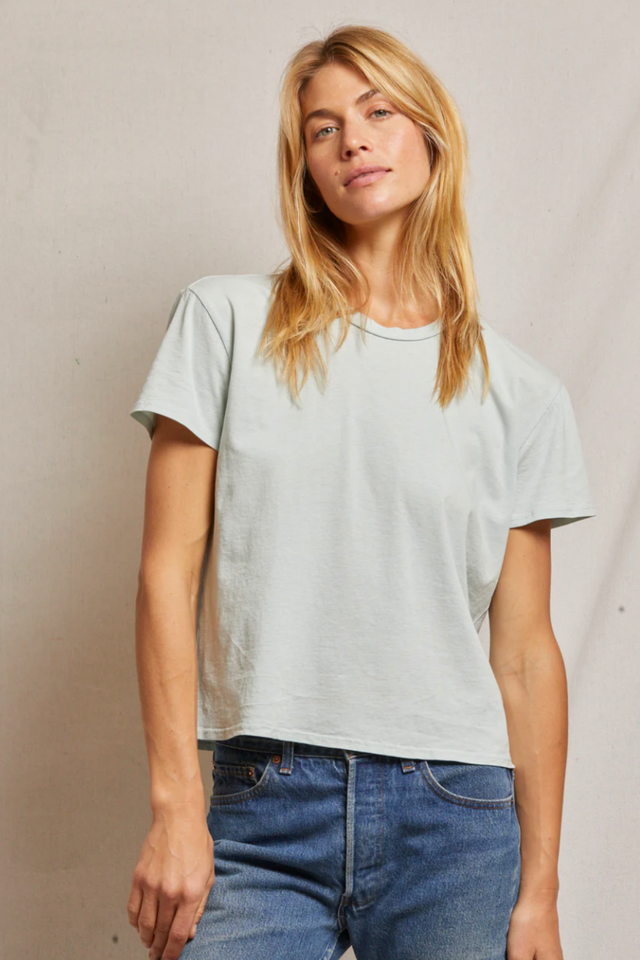 pale green crispy lightweight cotton boxy crew tee
