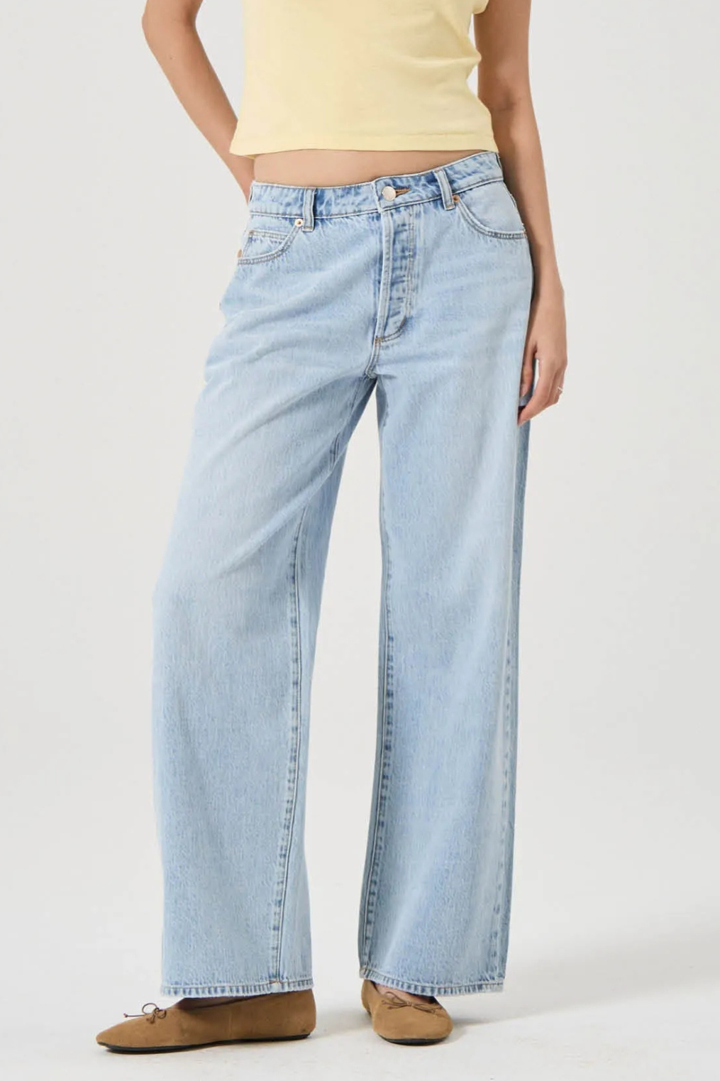 light blue vintage wash baggy denim jean